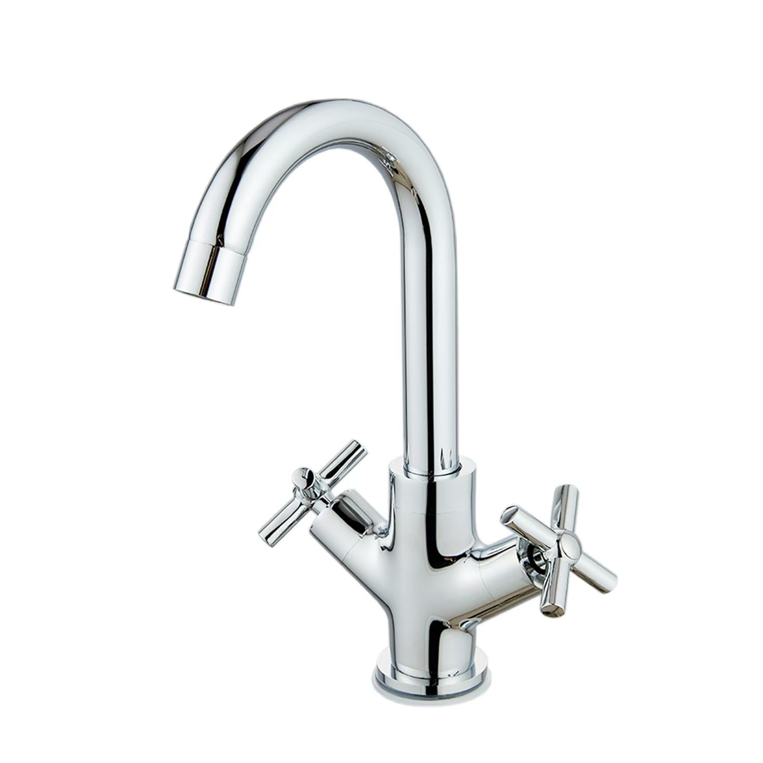 Eovem Basin Mixer Tap Dual Cross Lever Bathroom Basin taps 360° Swivel Spout Basin Sink Mixer Tap,Chrome