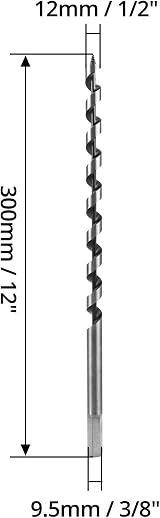 QWORK Wood Auger Drill Bit 12mm x 300mm for Shallow Deep Hole Wood Cutting view 6