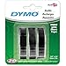 DYMO 3D Plastic Embossing Labels for Embossing Label Makers, White Print on Black, 3/8'' x 9.8', 3-roll Pack (1741670) primary