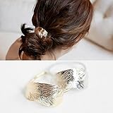 Minimalist Gold Silver Metal LEAF Tree Leaves Feather Cuff Wrap Metallic Hairband Ponytail Pony Holder Band Rope Ring Ties Headwear Headdress Styling Jewelry Accessories Bracelet Wedding Party GIFT