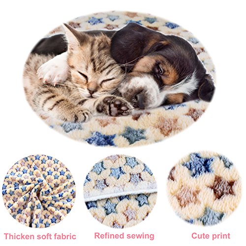 Comsmart Puppy Blanket Warm Dog Cat Coral Velvet Blankets Mat Bed Cover with Star Print Soft Pet Blanket for Puppies Kitties and Other Small Animals