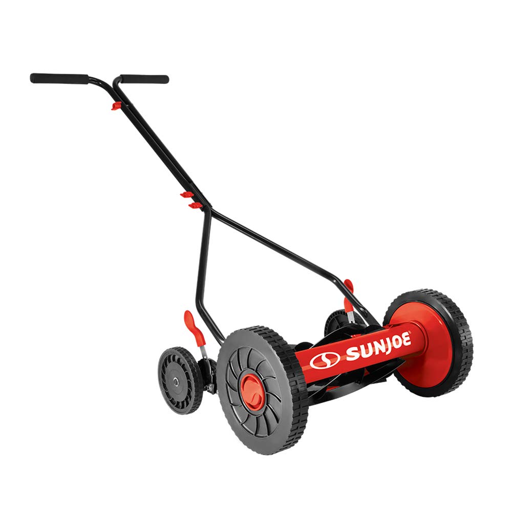 Sun Joe MJ503M-RED 14-Inch Quad Wheel 9-Position Manual Reel Mower, Red - Image 4