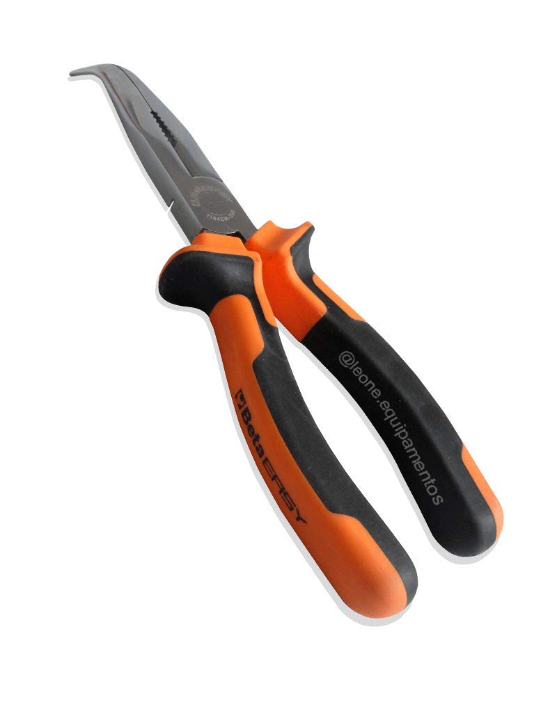 Beta 11640010 Model 1164 200 Bent Flat Knurled Nose Pliers, Slip-proof, 200mm Extra Long