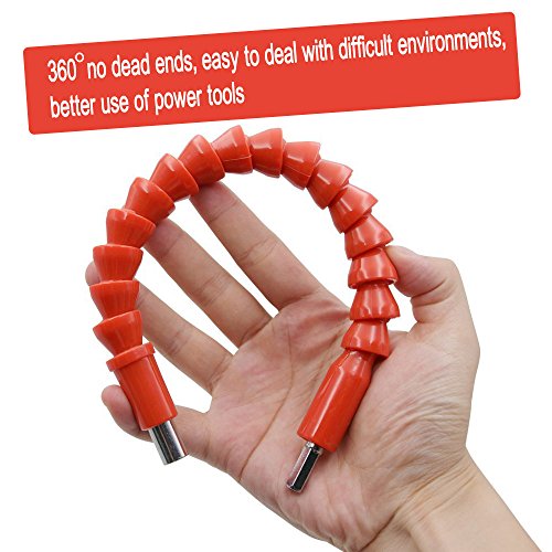 12pcs Upgraded Flexible Extension Screwdriver Drill Bit Holder Flex Drill Adaptor w/ Magnetic Connect Drive Shaft Tip | 1/4 in Power drill adapter + 1/4 in Magnetic Extend Drill Bit+Drill Bit Recept