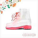 Chemistry® Women's Lace Up Ankle Flat Transparent Clear Jelly Martin Rain Boots