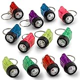 Kicko Mini Flashlight Keychains 1.5 Inch - 12 Pack Assorted Neon Colors - Small Key Ring Light for Bag and Belt Loop Accessory, Party Gifts and Events
