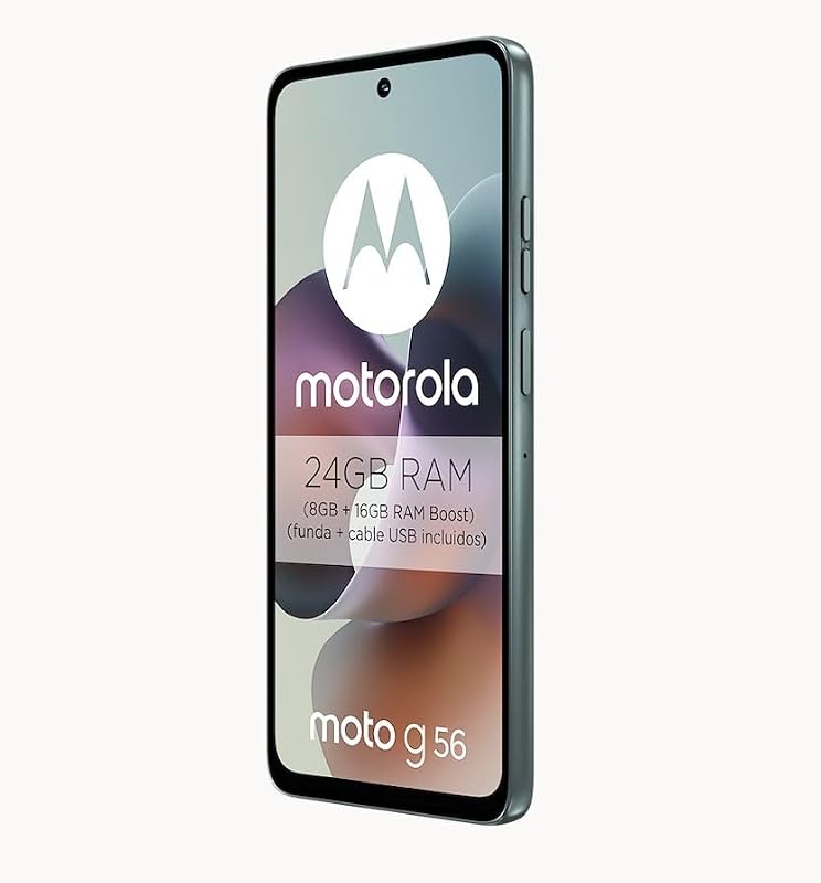 Moto g56 5G 24GB (8GB+16GB RAM Boost)/256GB Cinzento, Durabilidade Militar, IP68/69, Corning Gorilla® Glass 7i, Ecrã Full HD+ de 6,72", Câmara de 50 MP com Moto ai, Bateria de 5200 mAh, Carga TurboPower de 30W