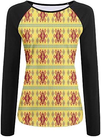 Weiding Native Ethnic Tribal Indigenous Pattern Decorative Women's Stretchy Long Sleeve Raglan Tshirt XL