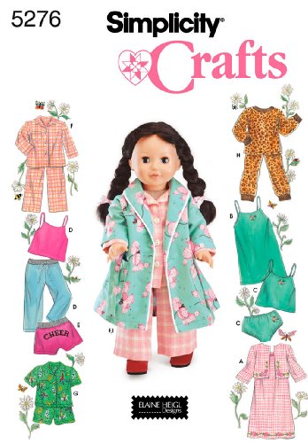 Simplicity Crafts 5276 Baby Doll Pajamas Clothing Sewing Pattern for Girls by Andrea Schewe, Size 18''