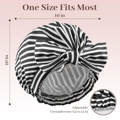 HAGOT Women's Shower Cap, Reusable Waterproof Durable Cap for Curly and Long Short Hair, Elastic Shower Cap for Salon, Home, Hotel, Kitchen, Spa, Travel