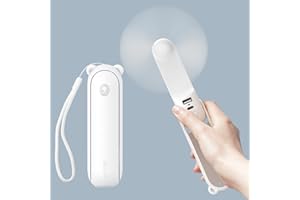 JISULIFE Handheld Fan with 4800 mAh Powerbank Max 46 Hours Runtime,Pocket Fan Portable Battery Operated or USB Powered Foldin