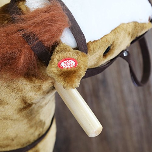 Peach Tree Baby Kids Plush Toy Rocking Horse Pony with Realistic Sounds for Children's Day Gift Rocking Horse Birthday Present, Brown