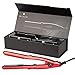Wazor Professional Ionic Hair Straightener 1 Inch 2 in 1 Ceramic Tourmaline Plates with Temp Settings and Auto Shutoff Red