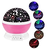 Star Night Light, Color Change Romantic 360 Degree LED Rotation Star Sky Projection Night Light Toy Table Lamp For Children Adult Bedroom (pink)