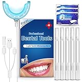 Teeth Whitening Kit, 16 Teeth Whitening LED light with 5 Teeth Whitening Gels and 3 Teeth Whitening Strips, 4 Adapters for iPhone/Android/Type-C/USB for Home Use