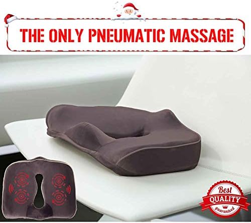 Inflatable Memory Seat Cushion for Wheelchairs and Pressure Sores(5V 2A) Foam Comfortable than Vibration Massage Hemorrhoid Tailbone Sciatica Pain Relief for Prolonged Sitting(Brown)