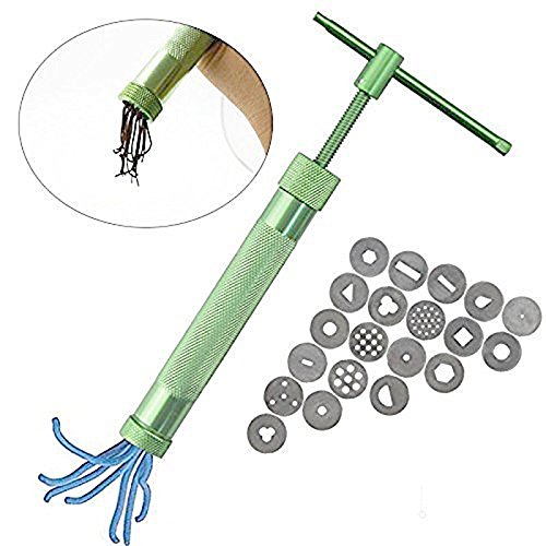 COMIART Clay Gun Extruder with 20 Unique Disc Designs, Professional Tools for Clay Pottery Sculpture & Polymer Modeling & Ceramic Craft & Fondant Cake (Big Size)