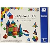 Magna-Tiles 32-Piece Clear Colors Set, The Original, Award-Winning Magnetic Building Tiles for Kids, Creativity and Educational Building Toys for Children, STEM Approved