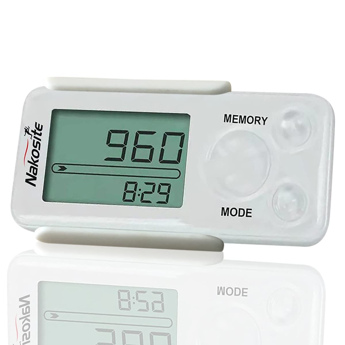 NAKOSITE PEDI2433-NVW Accurate 3D Pedometer Step Counter Sport Fitness Tracker for Walking with Smart Clip on Strap Watch Time Distance Calorie Counter for Women Men Kids. No Bluetooth or App.