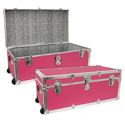 Seward Trunk Footlocker Trunk with Nickel Trim, Pink, 30-Inch (SWD7130-22) - Thumbnail 4