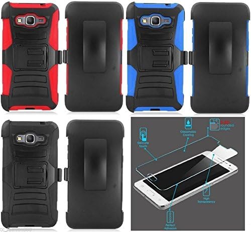 [ NP ARMOR ] Premium Tempered GLASS Screen Guard Protector + Holster Belt Clip Phone Case For Samsung Galaxy Grand Prime / SM-G530H / G530 / G5308W / G530T / G530T1 / S920C / S920L (RED holster)