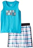 Calvin Klein Little Boys' Blue Tank Top with Microfiber Shorts 4-7