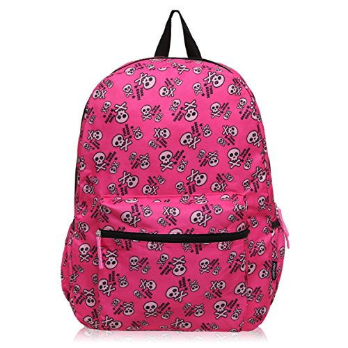 Hynes Eagle Skull Pattern Kids' School Backpack Fuchsia