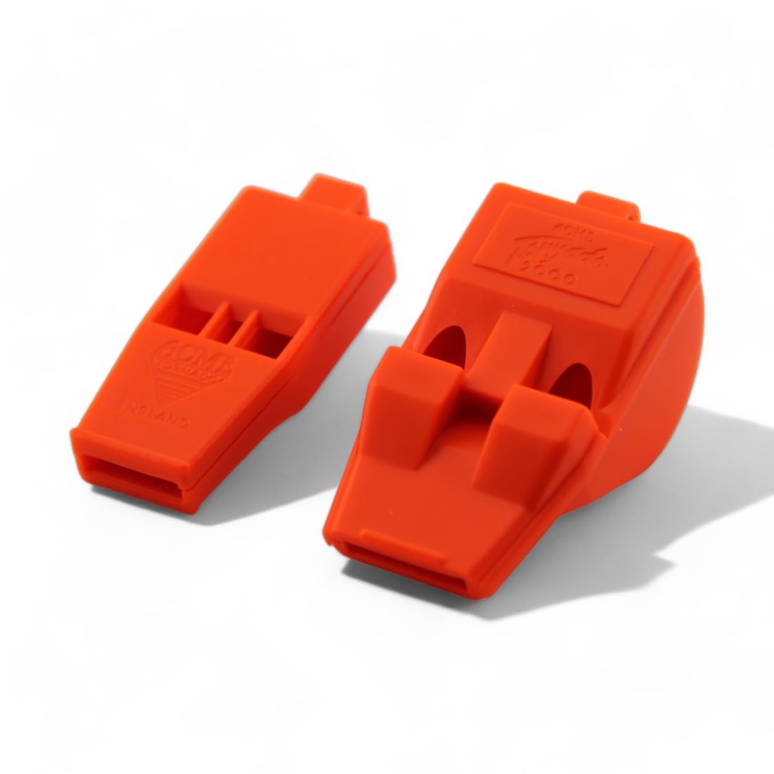 ACME Tornado Slimline No. 636 & Tornado No. T2000, Signal Whistles in Double Pack, Extremely Loud Shrill Whistles, Solas & Mountain Rescue Approved (Signal Orange)