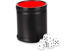 Yahtzee Dice Cup Set with 5 Dices Leatherette Professional Dice Cup for Playing Games, Yahtzee, Casino, Farkle, Party Favors,