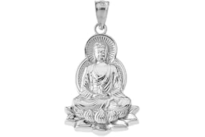 CLADDAGH GOLD Religious Jewelry by FDJ Fine Sterling Silver Buddha on a Lotus Flower Pendant