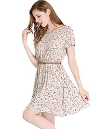 Vestido estampado floral Allegra K para mujer con cinturón por encima de la rodilla