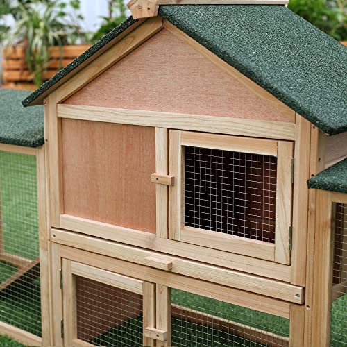 PawHut Large Rabbit Hutch Outdoor Materials Safer for Pets & ClimateFriendly, Big Rabbit Cage