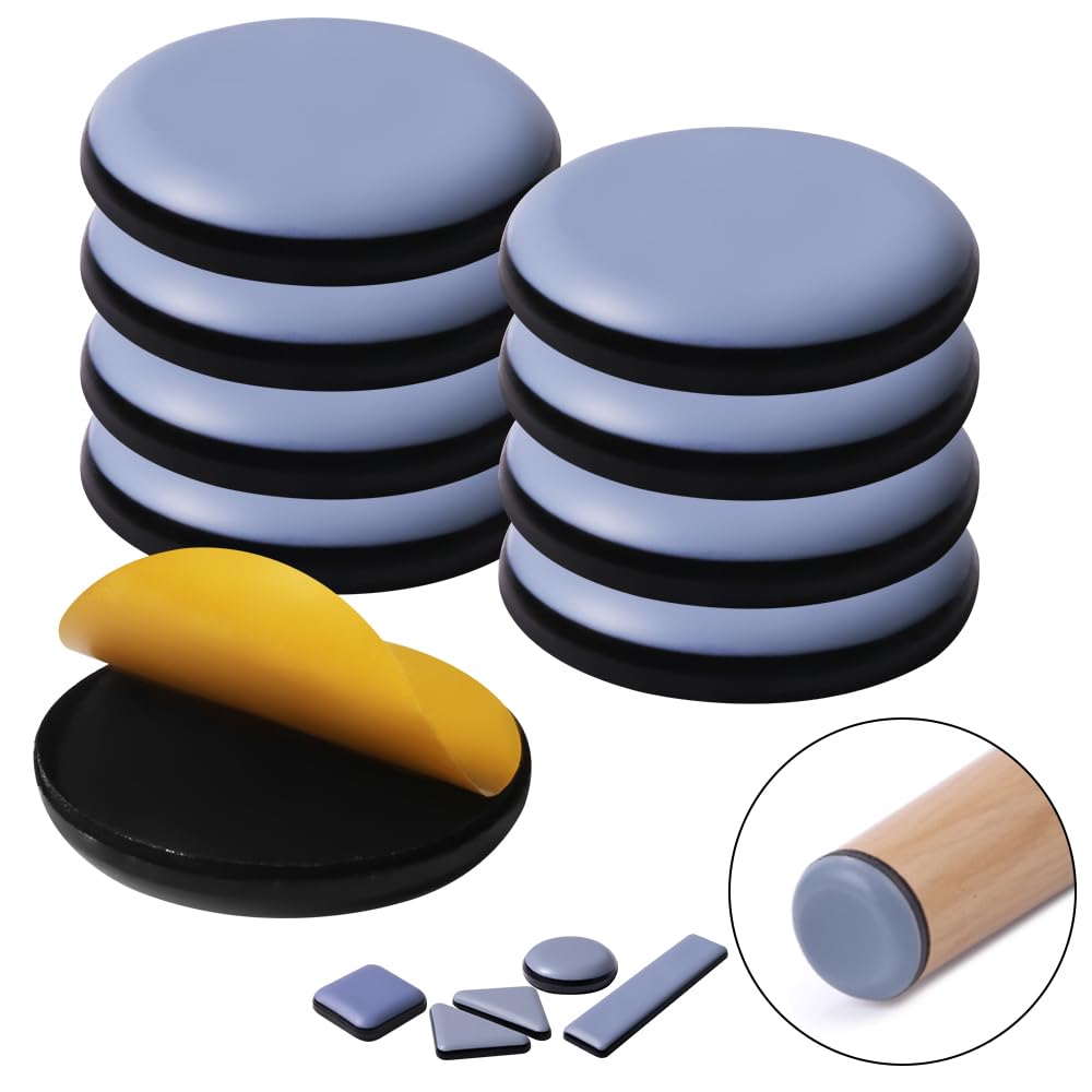 Furniture Sliders For Carpet And Hardwood Floors Adhesive Furniture Glides Self-Stick Furniture Sliders pads (round40mm, 8)