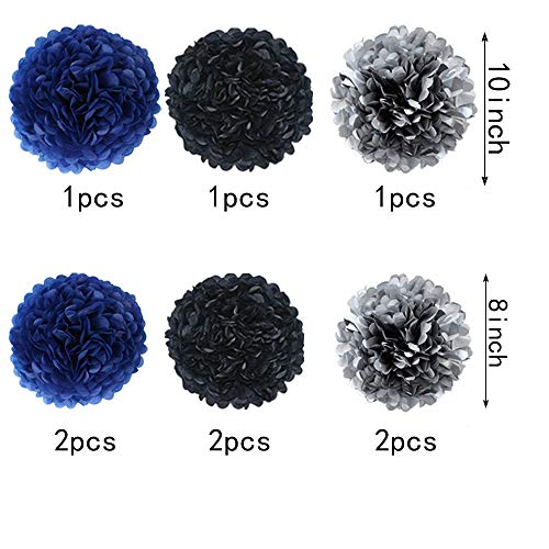 40th-Birthday-Party-Balloons-Kits-40th-Birthday-Party-Supplies-40th-Birthday-Sash-Happy-Birthday-Banner-40th-Silver-Number-Balloons-SilverBlackNavy-Blue-Paper-Pom-Poms