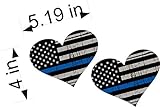 HEART Tattered Police Officer Thin Blue Line 4x5