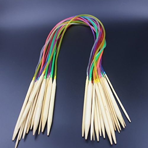 18Pcs Multi-color Circular Knitting Needles Set Sizes 2.0mm-10mm(0.08"-0.39") Smooth Nature Bamboo Crafts Yarn tool Length (80cm /32")