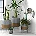 Rivet Mid-Century Ceramic Planter with Iron Stand, 18.9″H, Grey and Tanthumb 2