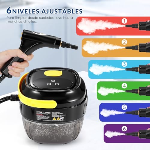 TXG Limpiador De Vapor De 2800w, Mango ajustable de 6 niveles, Máquina de Limpieza a Vapor presurizada de Alta Temperatura con Tanque de agua de 1700 ml, para Baño, Cocina y Muebles