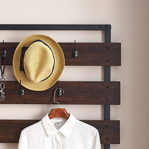 FELLYTN Small Hall Tree with Shoes Storage, Wood and Metal Coat Rack