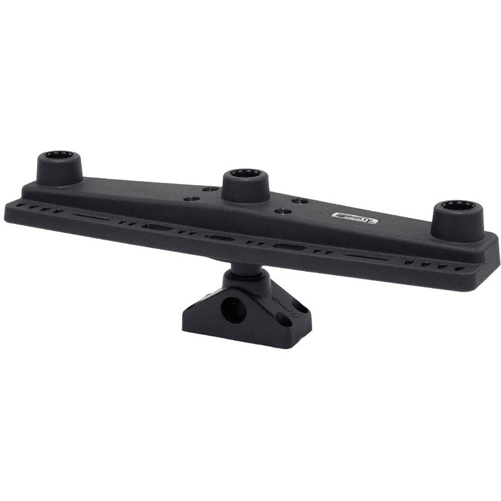 Scotty #257 Triple Rod Holder Board only (No Rod Holders) Includes Post Bracket and Mount, Black, Small