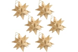 Pack of 6 Paper Mache Moravian Star Ornaments by Factory Direct Craft - Premade Papier Mache Moravian Stars Ready for Personalization and Crafting (4" Dia)