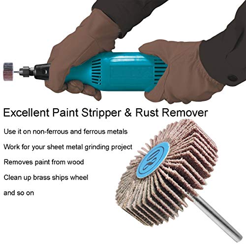 Sackorange 30 PCS Abrasive Flap Wheel Sander,80 Grit 1/8" Shank Diameter Cone Shape Abrasive