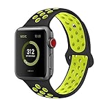 AdMaster Apple Watch Bands 42mm,Soft Silicone Replacement Wristband for iWatch Apple Watch Series 1/2/3 - M/L Black/Volt