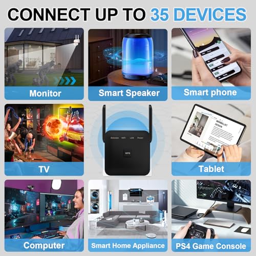 2026 WiFi Extender, WiFi Repeater, WiFi Booster, Covers Up to 9900 Sq.ft and 60 Devices, Internet Booster - with Ethernet Port, Quick Setup, Home Wireless Signal Booster