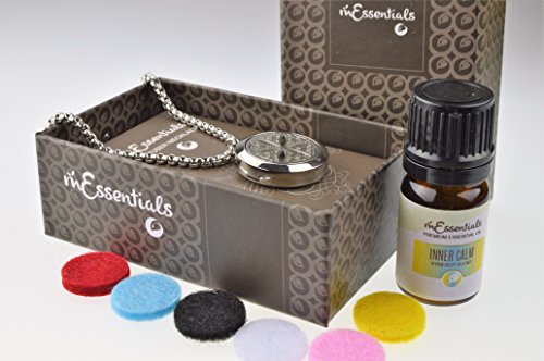 Flower of Life Essential Oil Diffuser Necklace Stainless Steel Locket Pendant with 24" Chain, oil, and pads in Gift Box