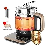 Electric kettle, Suliko 1.5L 800W Heat Resistant Borosilicate Glass Tea Pot with Filter and Egg Cooker, IMD Touch Panel,18 Mode, Reservation Timing and Auto Heat Preservation【1 Year Warranty】