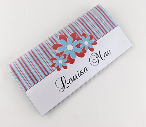 Checkbook cover 627 personalized gift red blue flower