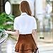 ETOSELL Womens White Collared Button Down Shirt Short Sleeve Cotton Peter Pan Blouses Button Up Lolita Sailor Dress Shirts with Bow Tie