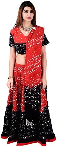 Halowishes Latest Collection Offer Bandhej Sequin Work Cotton Semi-stitched Lehnga Choli Set