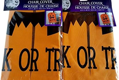 Halloween Trick Or Treat Fabric Spooky Chair Back Slip Covers Pack of Two (2)